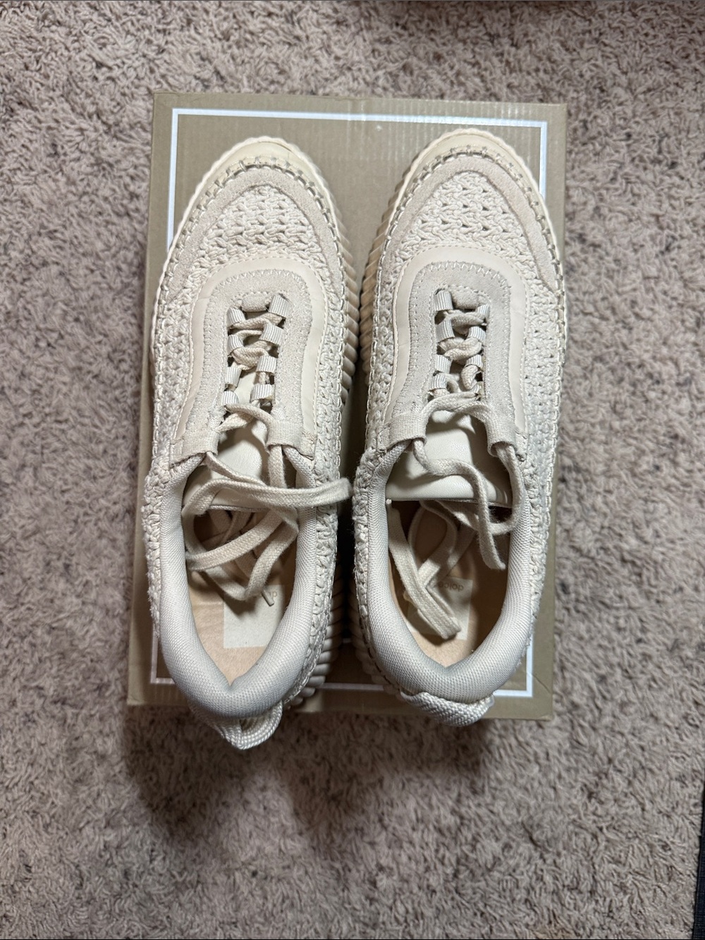 Dolce Vita Cream Woven Lace-Up Sneakers